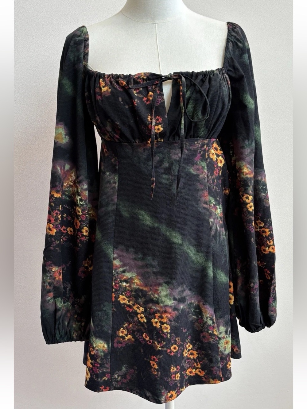 Urban Outfitters Floral Mini Dress M Autumn Wedding Puff Sleeve